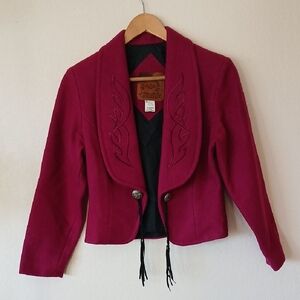 Vintage Mid West Garment Co. Wool Blend Cropped Blazer Berry Color